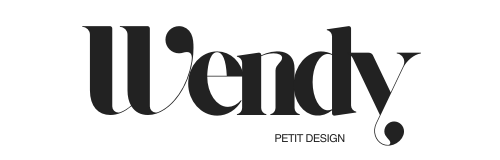 Logotipo de Wendy Petit Design en tipografía estilizada, fondo transparente